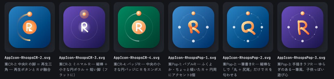 「R」の文字を組み込んだアイコン案